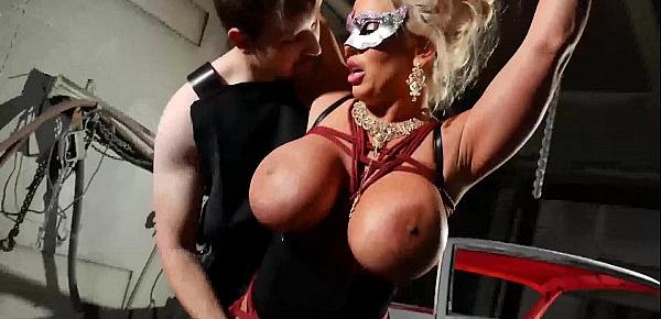  PORNSTARPLATINUM Busty Alura Jenson Fucks Dildo In BDSM Play